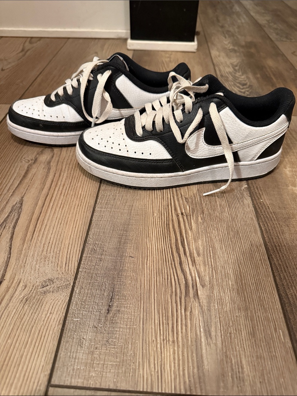 Nike Womens Court Vision Black and White Low-Top Sneakers - Picture 3 of 8